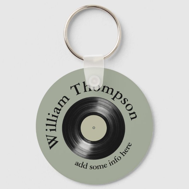 personalized | logo | monogram vinyl record keychain (Front)