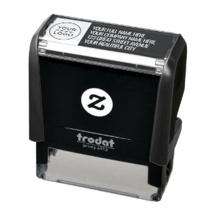Personalized Logo, Name Black Return Address Self-inking Stamp