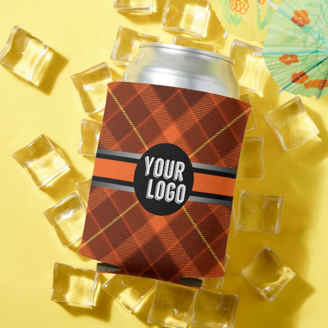 Personalized Logo Orange Pattern Modern Branded Can Cooler (In Situ Summer)