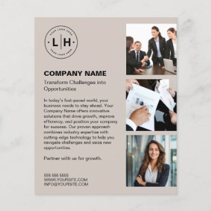 Personalized Logo Photo Modern Beige Business Flyer