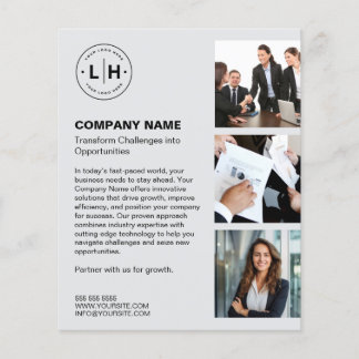 Personalized Logo Photo Modern Light Grey Business Flyer