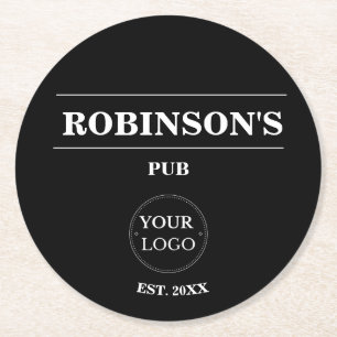 Personalized Logo Pub Bar Name Year Established  Round Paper Coaster