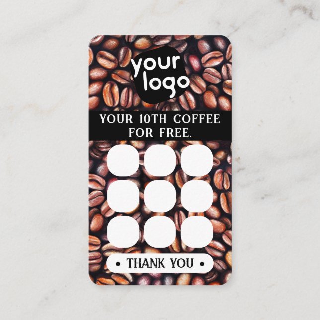    Personalized Logo & QR Code Coffee Loyalty Card (Front)