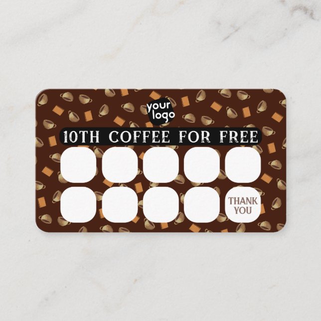    Personalized Logo & QR Code Coffee Loyalty Card (Front)