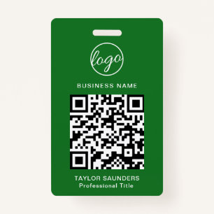 Personalized Logo QR Code Employee ID Green Badge