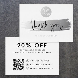 Personalized Logo QR Code Thank You Discount Card