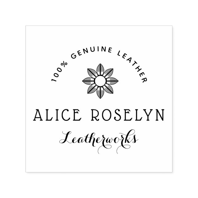 personalized logo script leatherworks business self-inking stamp (Design)