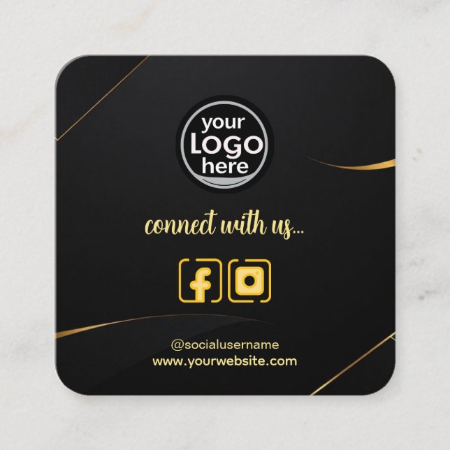 Personalized Logo, Social Links & QR Code Square Business Card (Front)