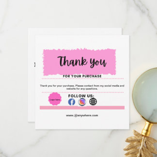 Personalized logo social media icon   thank you card