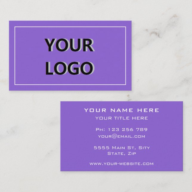 Personalized Logo Text Info Business Card Template (Front/Back)