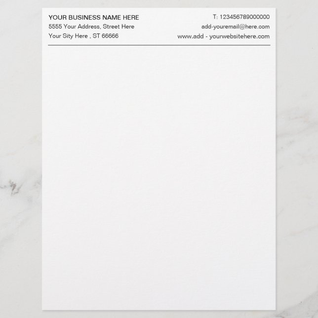 Personalized Logo Text Info Business Letterhead (Front)