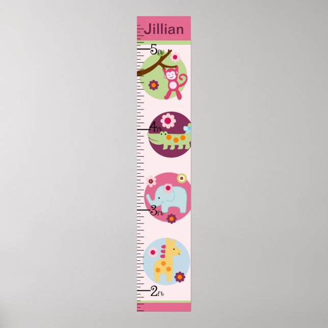 Personalized Lollipop Jungle/Animals Growth Chart (Front)