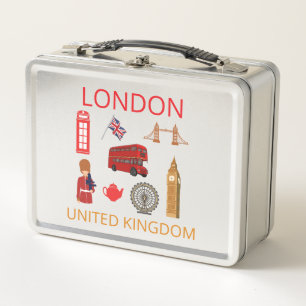 Personalized London Landmarks Travel-Themed Metal Lunch Box