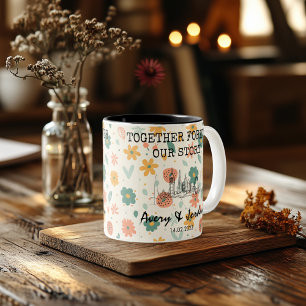 Personalized London Memory - Line Art Landmark Two-Tone Coffee Mug
