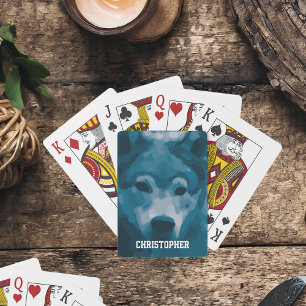 Personalized Lone Wolf Illustration Playing Cards