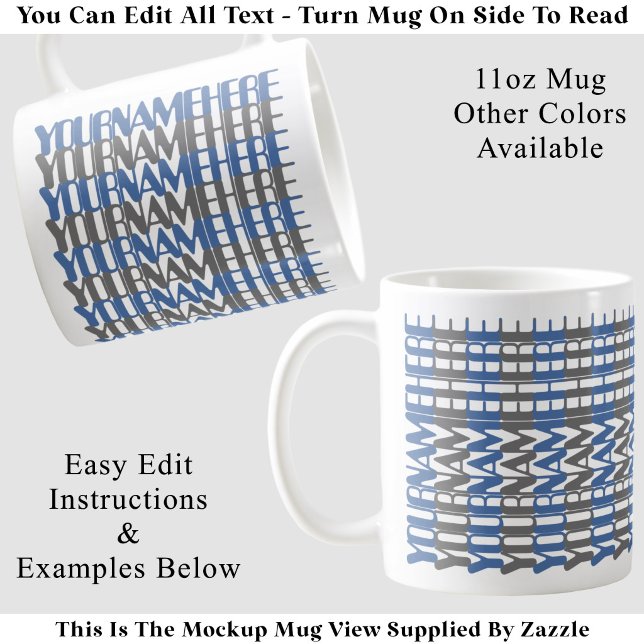 Personalized Long Custom Name Blue Hidden Message  Coffee Mug (Creator Uploaded)