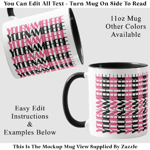Personalized Long Custom Name Coral Hidden Message Mug