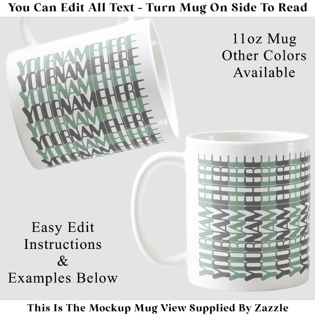 Personalized Long Custom Name Green Hidden Message Coffee Mug (Creator Uploaded)