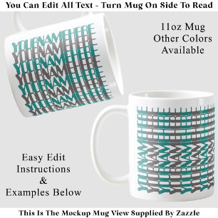 Personalized Long Custom Name Teal Hidden Message Coffee Mug