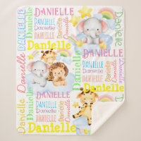 Personalized long girls name with baby animals
