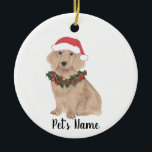 Personalized Long Haired Dachshund Christmas Ceramic Ornament<br><div class="desc">Make the nice list this year with a personalized Christmas ornament of your favorite little red english dachshund santa elf! For the sweetest gifts, pair it with a matching art print or another item from my collection!</div>