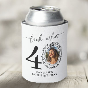 Personalized Look Who's 40 Photo Birthday Can Cooler
