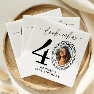 Personalized Look Who's 40 Photo Birthday Napkins