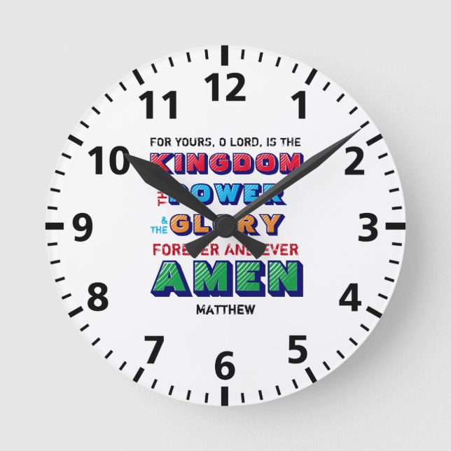 Personalized LORDS PRAYER Colourful Christian Kids Round Clock (Front)