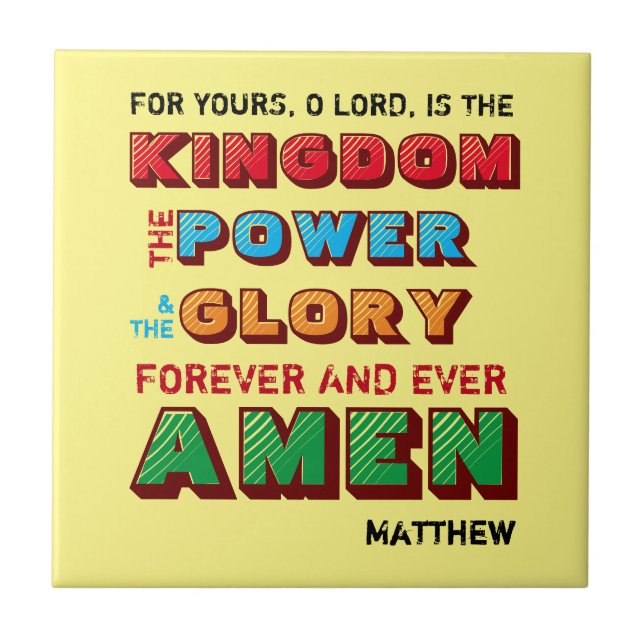 Personalized LORDS PRAYER Colourful Christian Tile (Front)