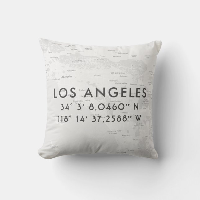 Personalized Los Angeles Map | Grey & White Throw Pillow (Front)