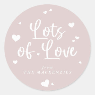 Personalized Lots of Love Valentine Hearts Classic Round Sticker