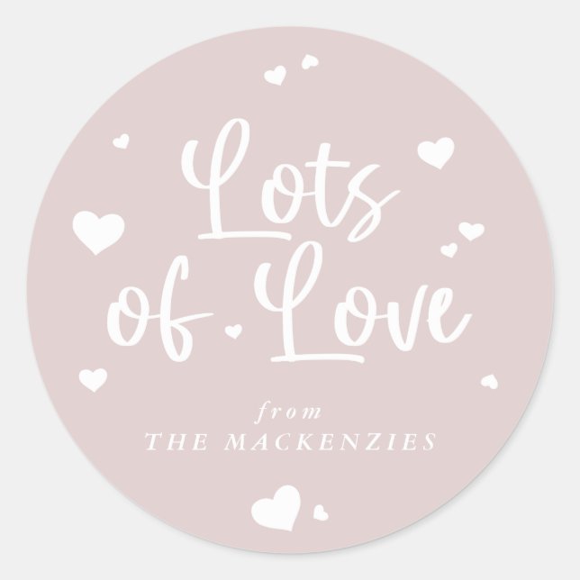 Personalized Lots of Love Valentine Hearts Classic Round Sticker (Front)
