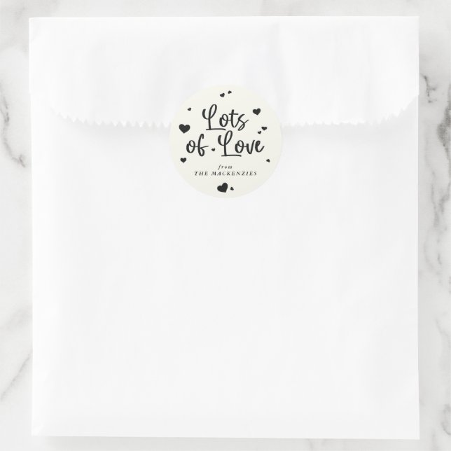Personalized Lots of Love Valentine Hearts Classic Round Sticker (Bag)
