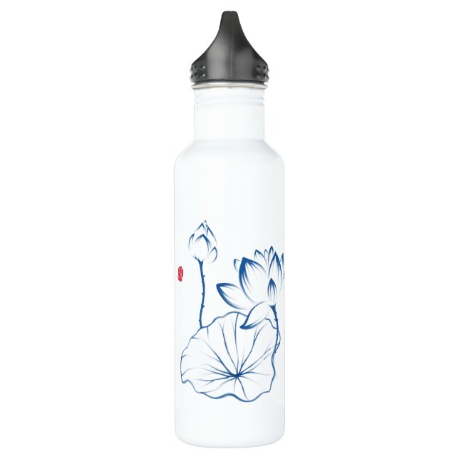 Personalized Lotus Chinoiserie Name Monogram 710 Ml Water Bottle (Left)