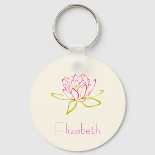 Personalized Lotus Flower / Water Lily Keychain