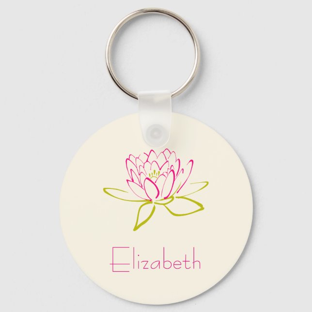 Personalized Lotus Flower / Water Lily Keychain (Front)