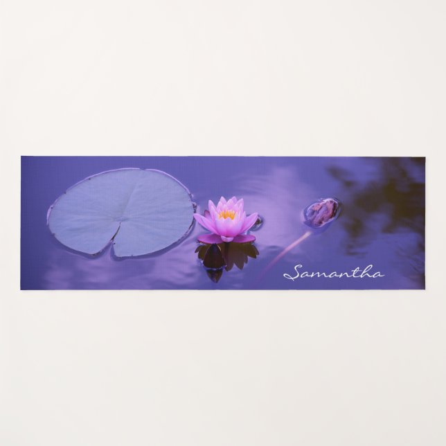 Personalized Lotus Flower Zen Purple Lake Yoga Mat (Front (Horizontal))