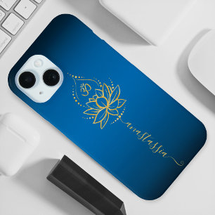 Personalized Lotus & Om – Custom Name Minimalist iPhone 15 Case