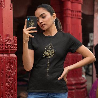 Personalized Lotus & Om Yoga Minimalist Design T-Shirt
