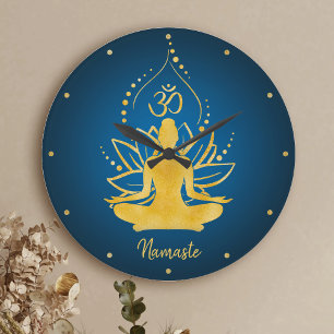  Personalized Lotus & Om Yoga Namaste Custom Name Large Clock
