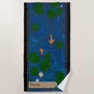 Personalized Lotus Pond Beach Towel