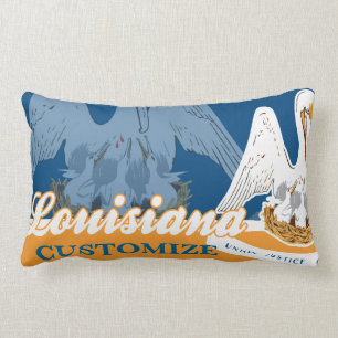 Personalized Louisiana State Flag Lumbar Pillow