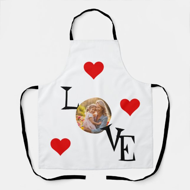 Personalized Love apron with Mommy and me Picture (Front)