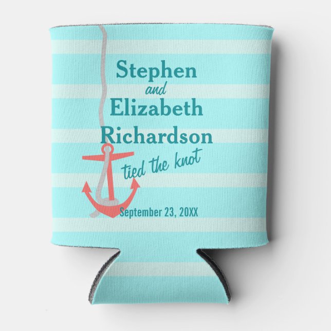 Personalized Love Beachy Anchor Can Cooler (Front)