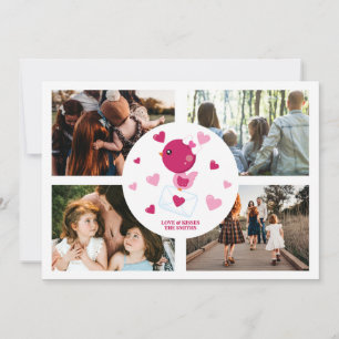 Personalized Love Bird 4 Photo Collage Valentine's Holiday Card