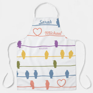 Personalized Love Birds Heart His Hers Pastels Apron