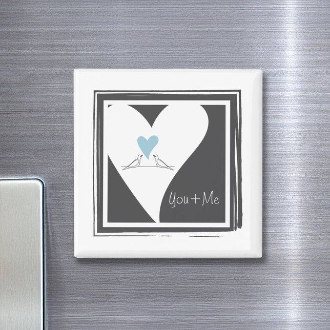 Personalized Love Birds Light Blue Heart Magnet (Creator Uploaded)