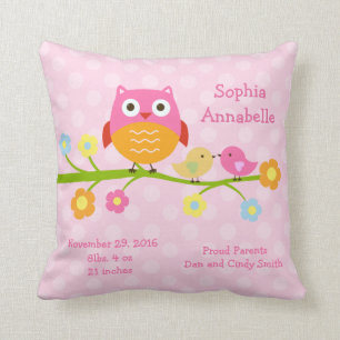 Personalized "Love Birds & Owl with dots" Pillow