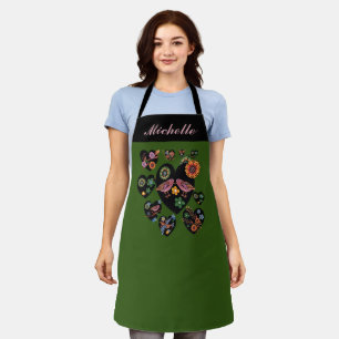 Personalized Love Birds Scandinavian Folk Art Apron