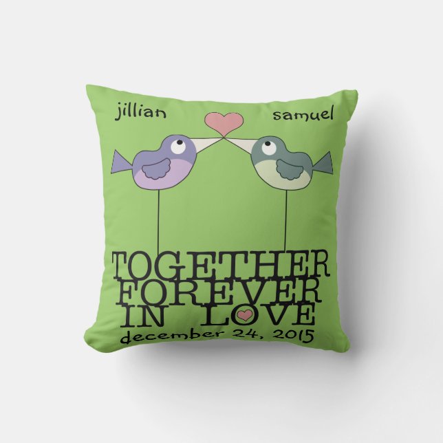 Personalized Love Birds-Together Forever Throw Pillow (Front)